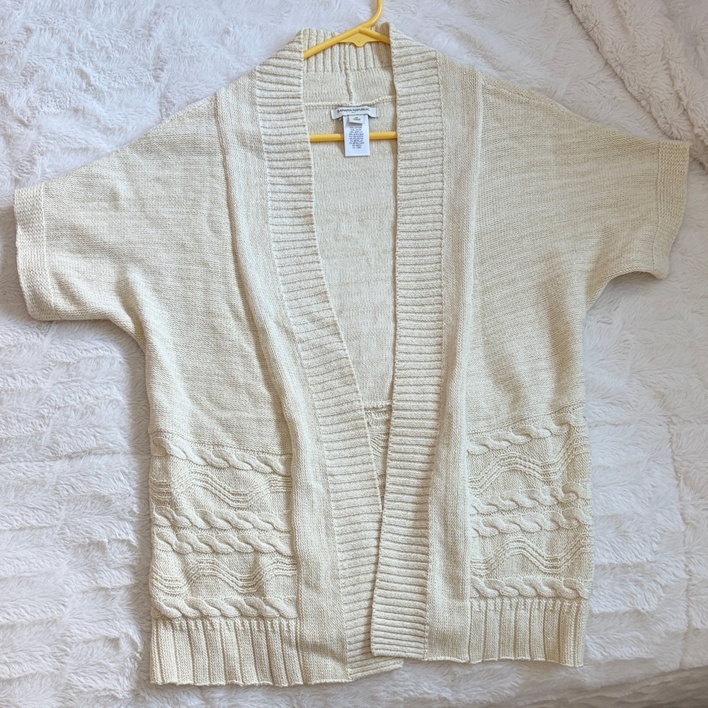 Banana Republic Factory Cream Short-Sleeve Cardigan